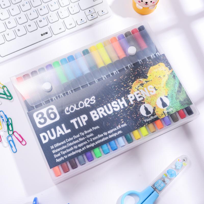 "Multi-Color Double-Headed Watercolor Pen Set for Students, Comics, and Drawing"