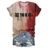 Women's Casual Round Neck Halloween Print Short Sleeve T-Shirt Top