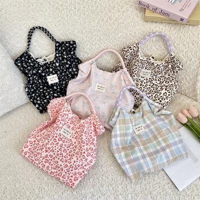 5 Niche Broken Flower Canvas Bag New Female Student Large Capacity Shoulder Bag Portable Tote Bag