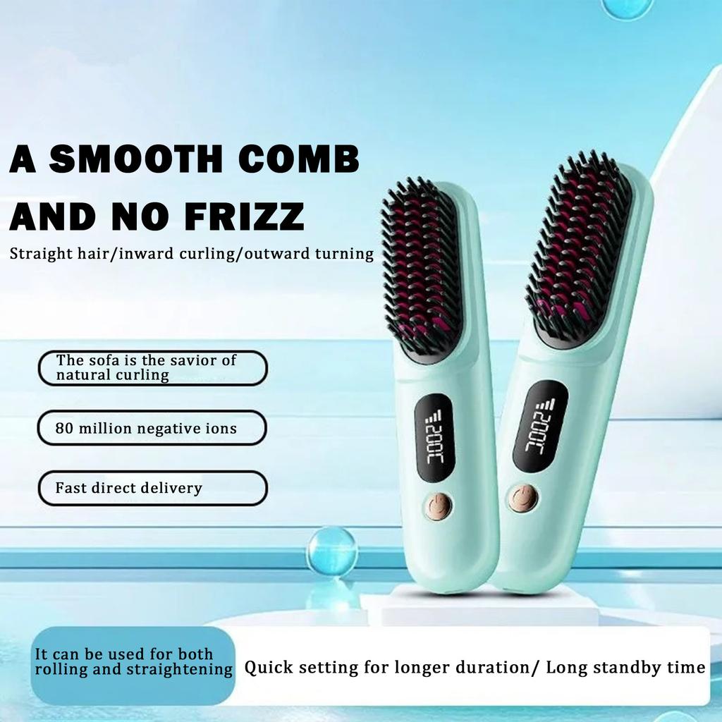 Hair Straightening Brush, Quick Styling Tool, Rechargeable Wireless Hair Straightening Device, Personal Care Comb
