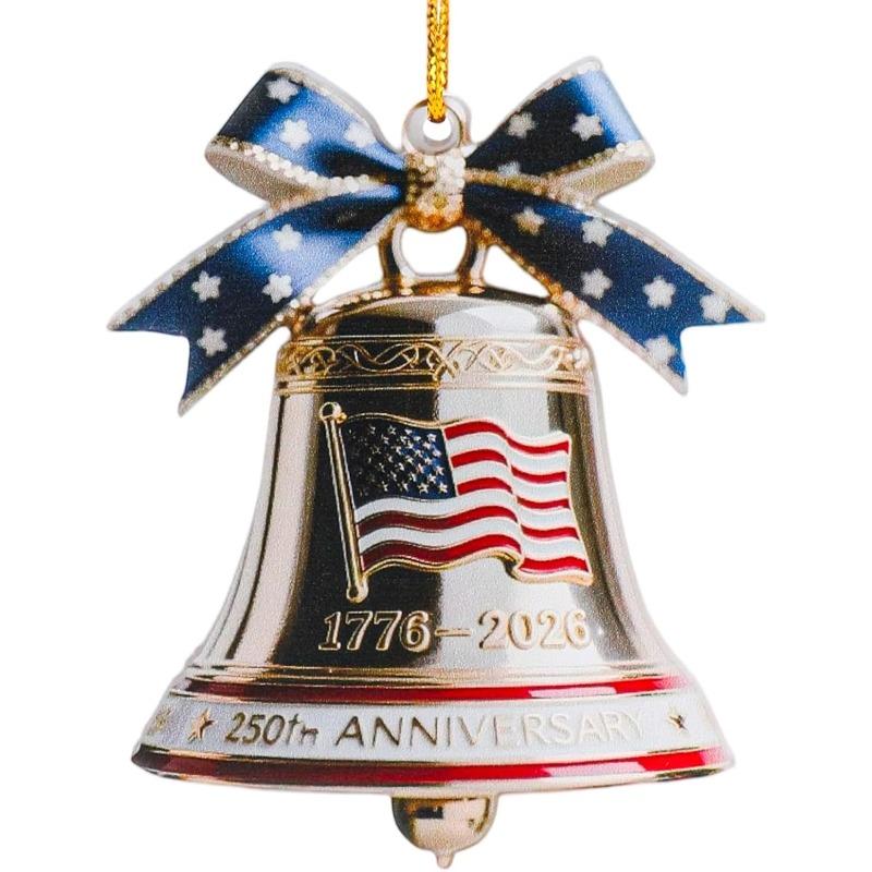 250th Anniversary Commemorative Bell Ornament Flat Acrylic Free Pendant Patriotic Christmas Tree Hanging Decoration Collector