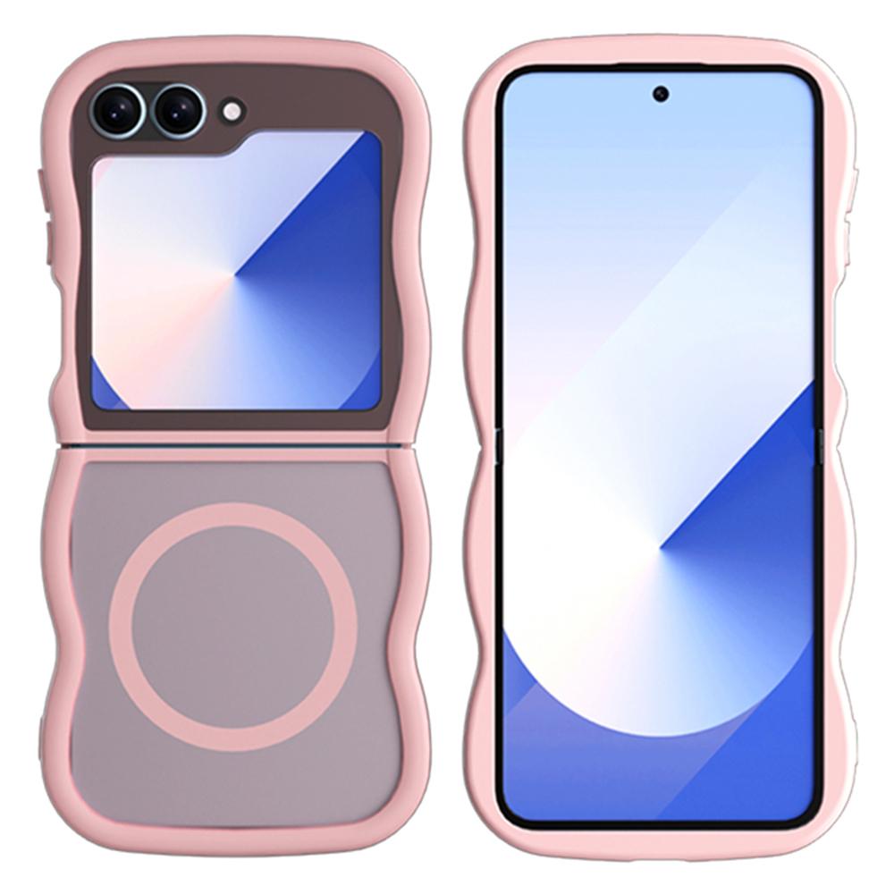 Phone Case for Samsung Galaxy Z Flip6 5G/Flip5 5G Compatible with MagSafe TPU+PC Back Cover Skin Touch Wave Shape