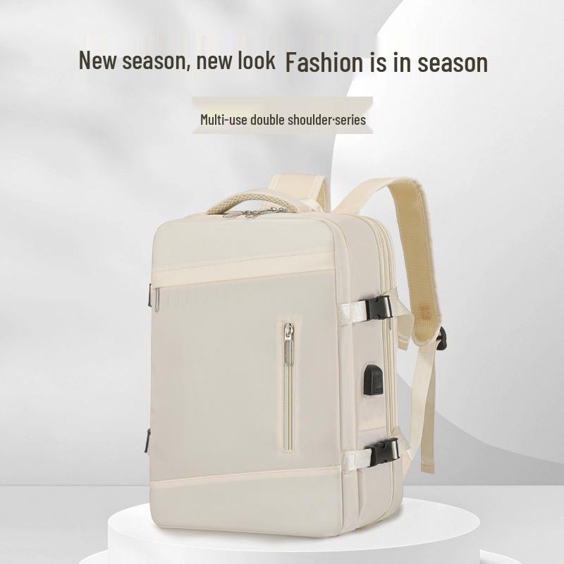 Expandable Oxford Cloth Business Backpack with Laptop and Shoe Compartments, Portable and Lightweight