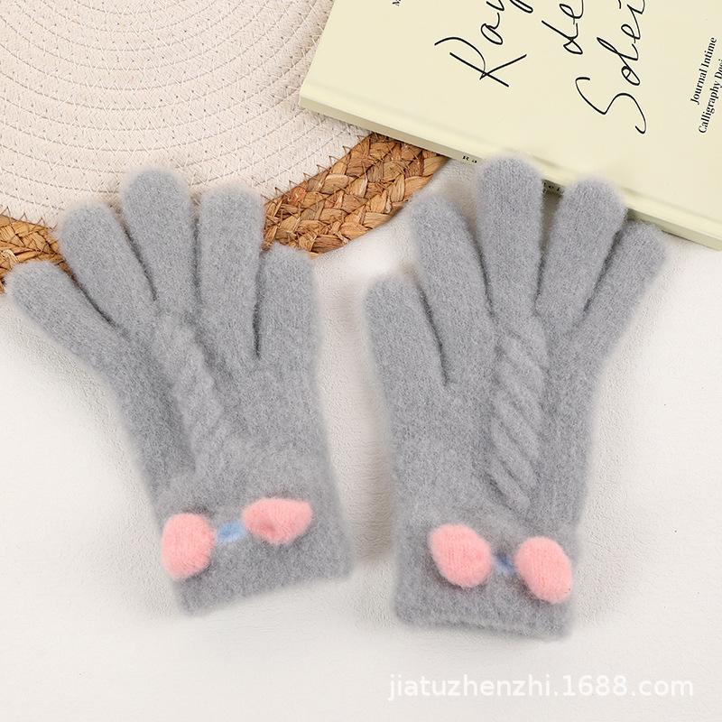 

Зимние перчатки женские бархатные утолщенные пятипалые студенческие милые вязаные ветрозащитные для верховой езды могут сохранять тепло велосипедные перчатки average size