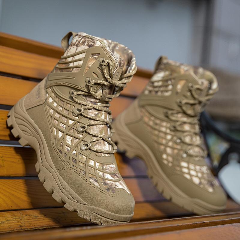 Field Training Field Training Military Boots High Top Military Training Desert Outdoor Hiking Shoes Breathable