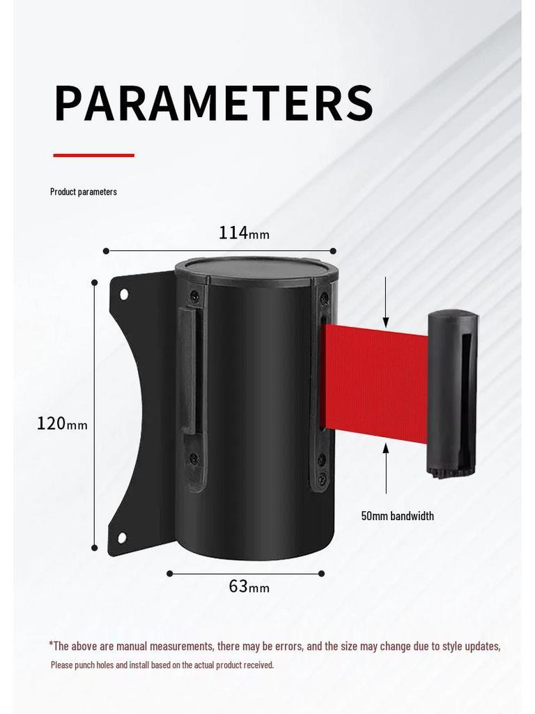 Wall-Mounted Stainless Steel Retractable Queue Barrier with Railing and Warning Tape