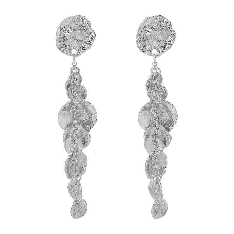 Vintage Metal Geometric Round Drop Earring for Women Exaggerated Gold Color Long Circle Pendant Earrings Zircon Accessories