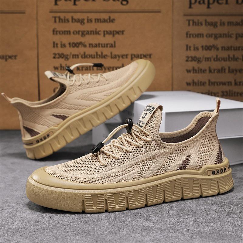 Fashion Men Shoes 2025 Summer New Breathable Fly Weave Mesh Elastic Band Casual Shoes Outdoor Comfortable Non Slip Sewing Running Shoes