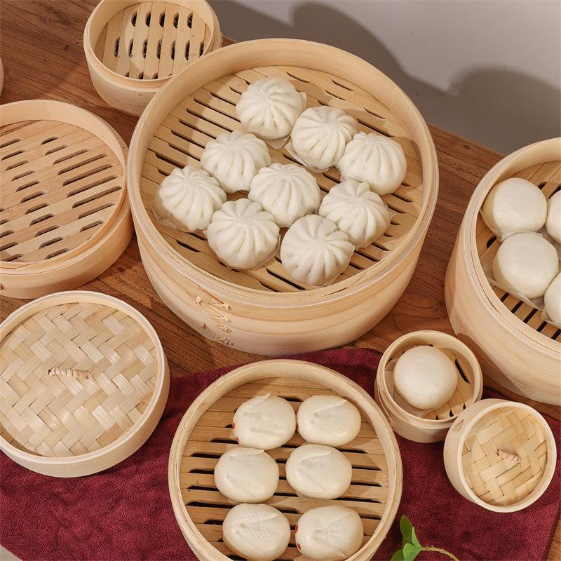 Mini Bamboo Xiao Long Bao Steamer with Steaming Grid for Dumplings