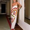 Women's Summer Sexy Fashion Strapless Satin Positioned Print Dress
