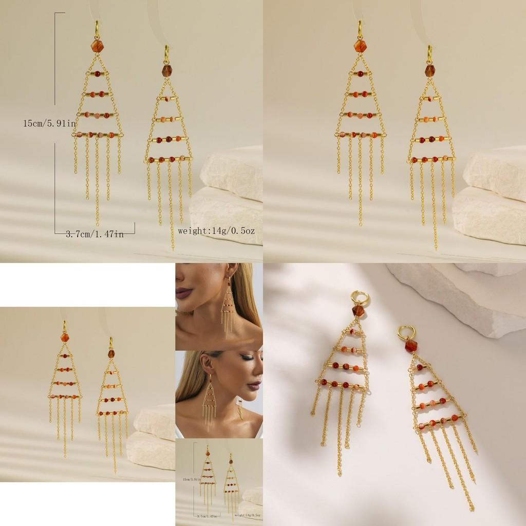 Fashionable Gold Triangle Crystal Earrings For Women Elegant Street Style