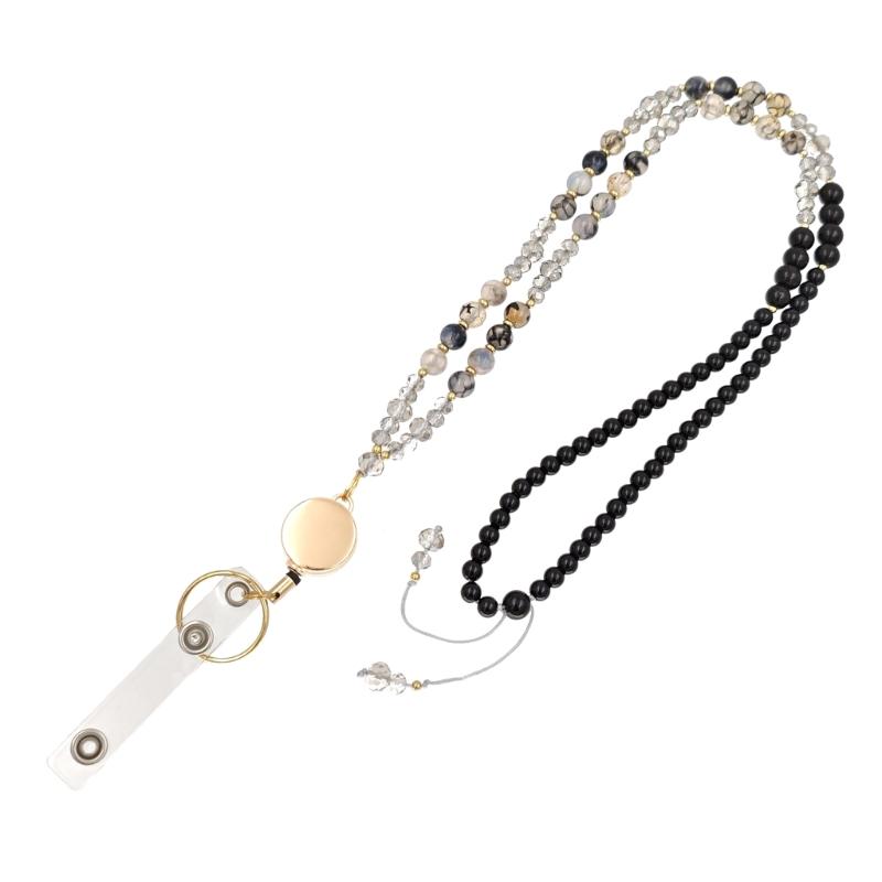 Retractable Lanyard Necklace Natural Stone lBeads Lanyard Keychain Lanyard Eyeglass Holder Lanyard