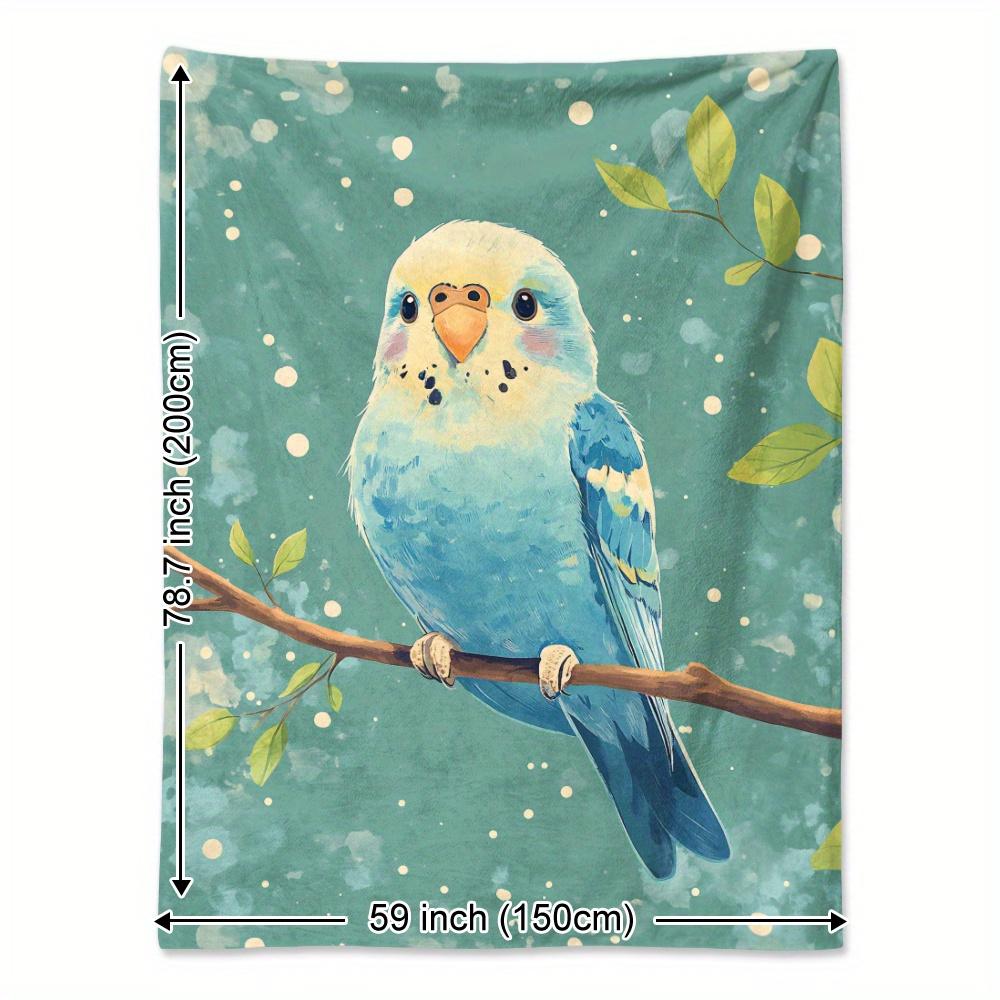 Cozy Cartoon Bird & Plant Print Flannel Blanket - Soft, Warm Throw for Naps, Camping, Travel | Perfect Gift for Friends, Family, and Loved Ones