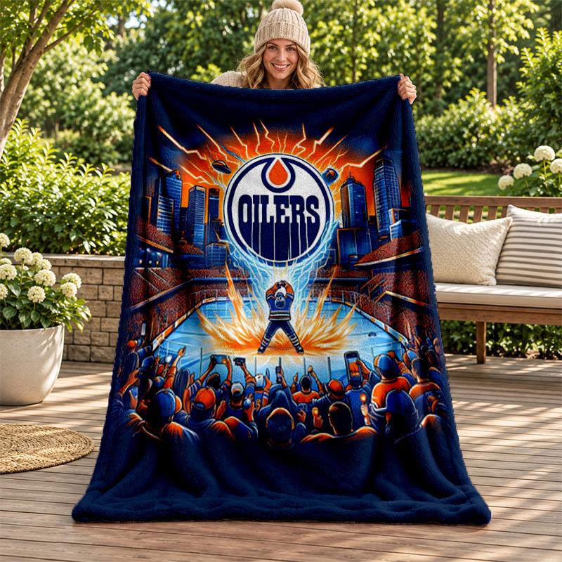 Edmonton Oilers Blanket Flannel Blanket Soft Cozy Plush Throw for Sofa Bed Lightweight Home Decoration Gifts for Christmas Various Holidays