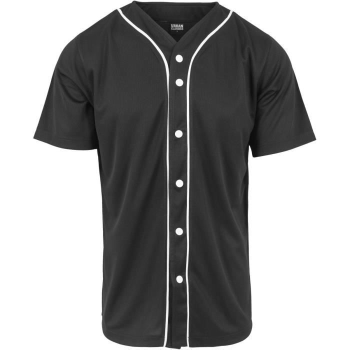 Shirt MESH BASEBALL - Urban Classics - Noir - 100% Polyester - Manches Courtes - Col Arrondi