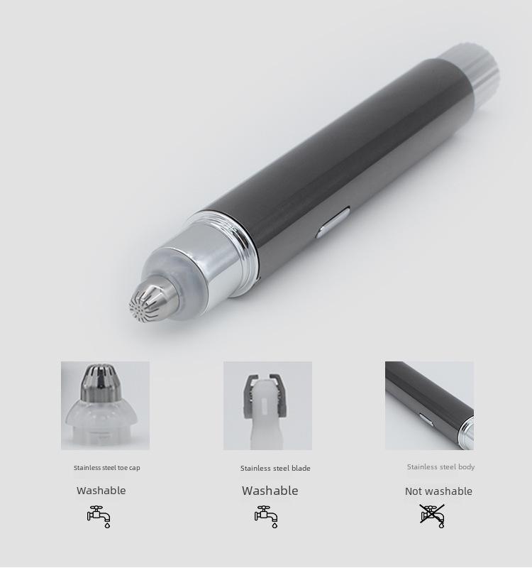 USB Rechargeable Stainless Steel Eyebrow Trimmer with Metal Design