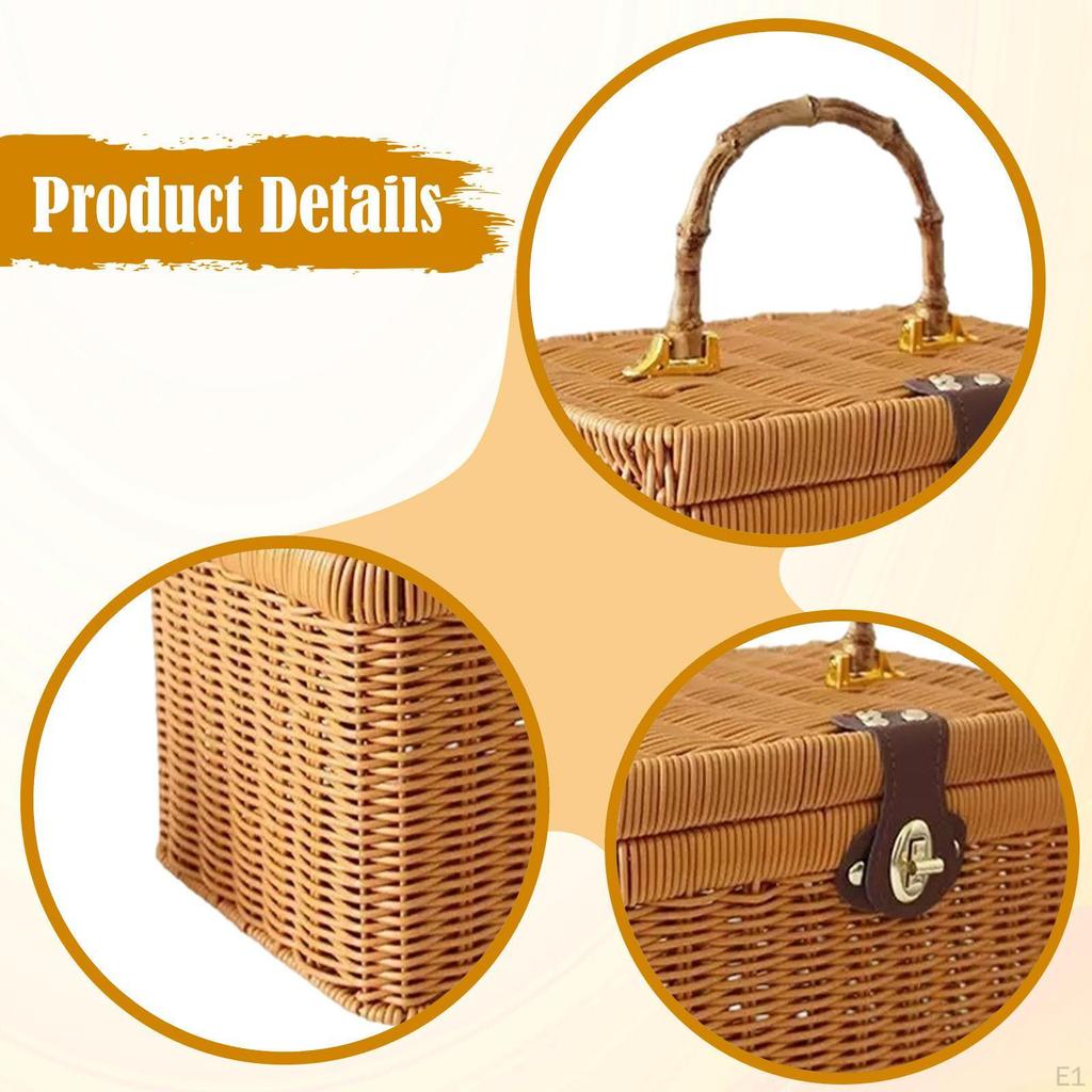 Handwoven Storage Basket Gift Decorative Case Display Suitcase Organizer for Themed Party