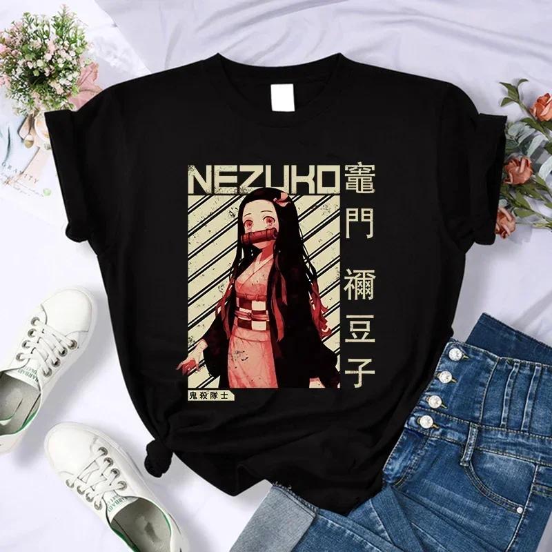 Demon Slayer T Shirt Women Tshirt Female Tanjirou Kamado Graphic Tee Shirt Japanese Anime Manga T-shirt Streetwear Tops Tees