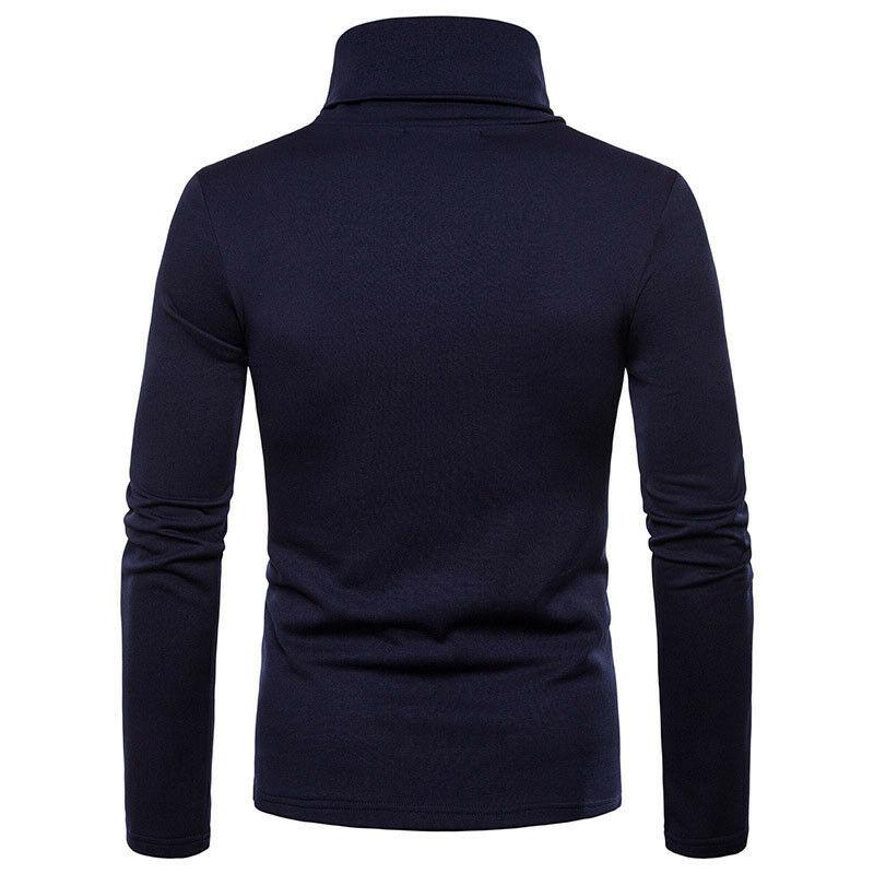 Jesenné Zimné Pánske Rolákové Svetre Ležérne Termo Dlhý Rukáv Slim Fit Pulóvre Pružné Základné Vrchné Oblečenie Mikina Sveter Tričko XXL námornícka modrá farba