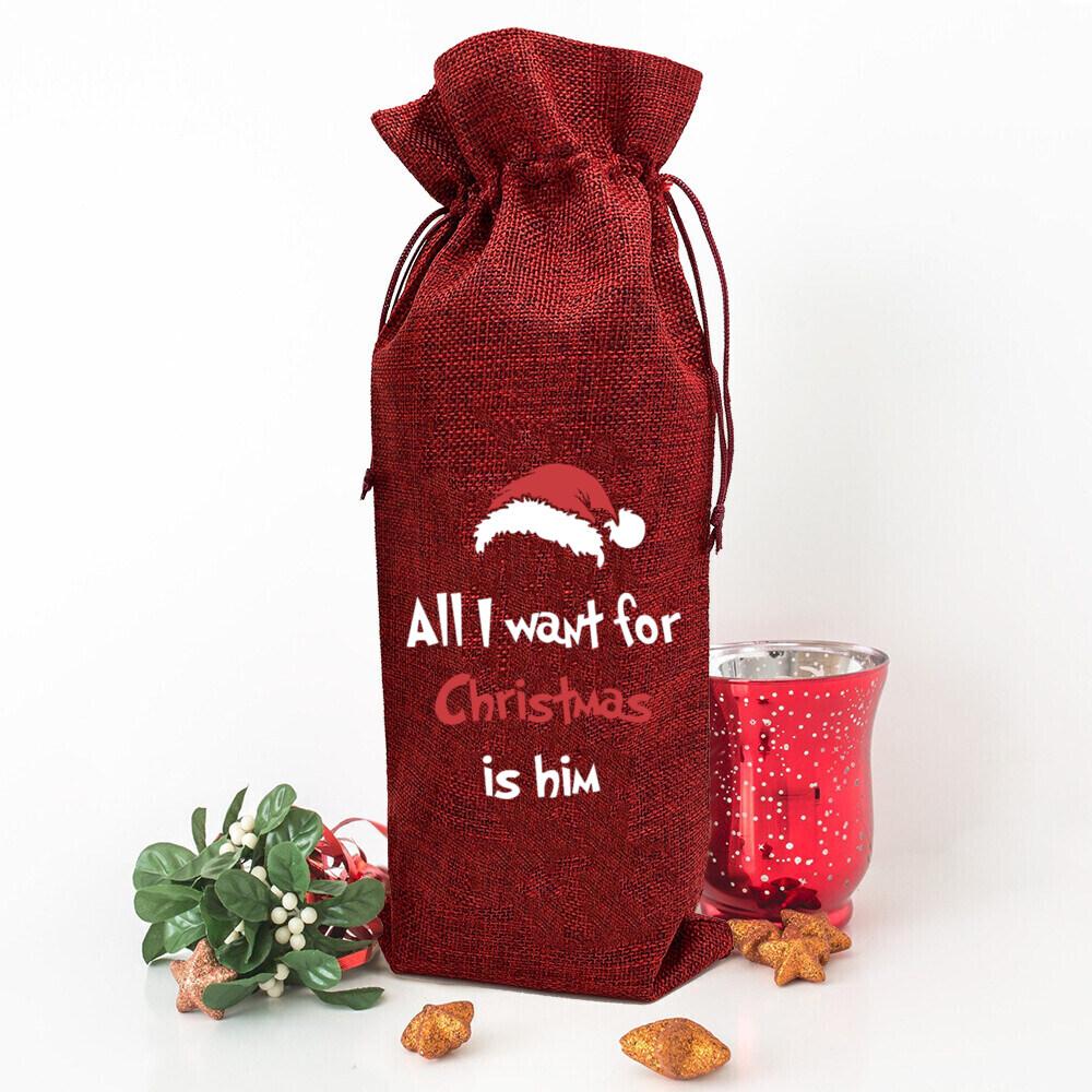 Noel ekibi baskısı Şişe çantası şarap çantaları Minimalist içki kılıfı yeni yıl masa dekorasyon paketi Şarap severlerin noel hediyeleri