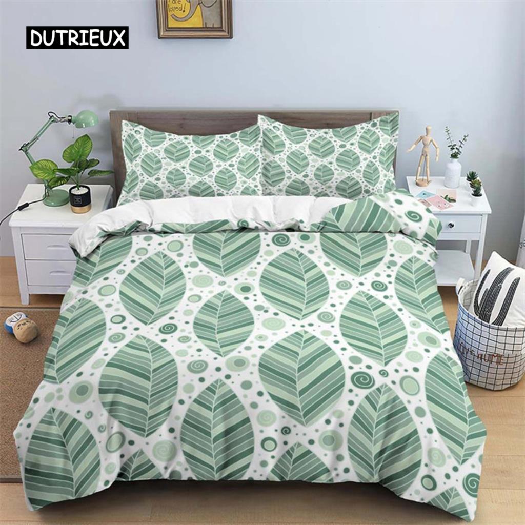 Bohemian 3D Floral Leaves Duvet Cover Microfiber Abstract Geometric Pattern Bedding Set King Full Queen For Boy Teen Adult Decor