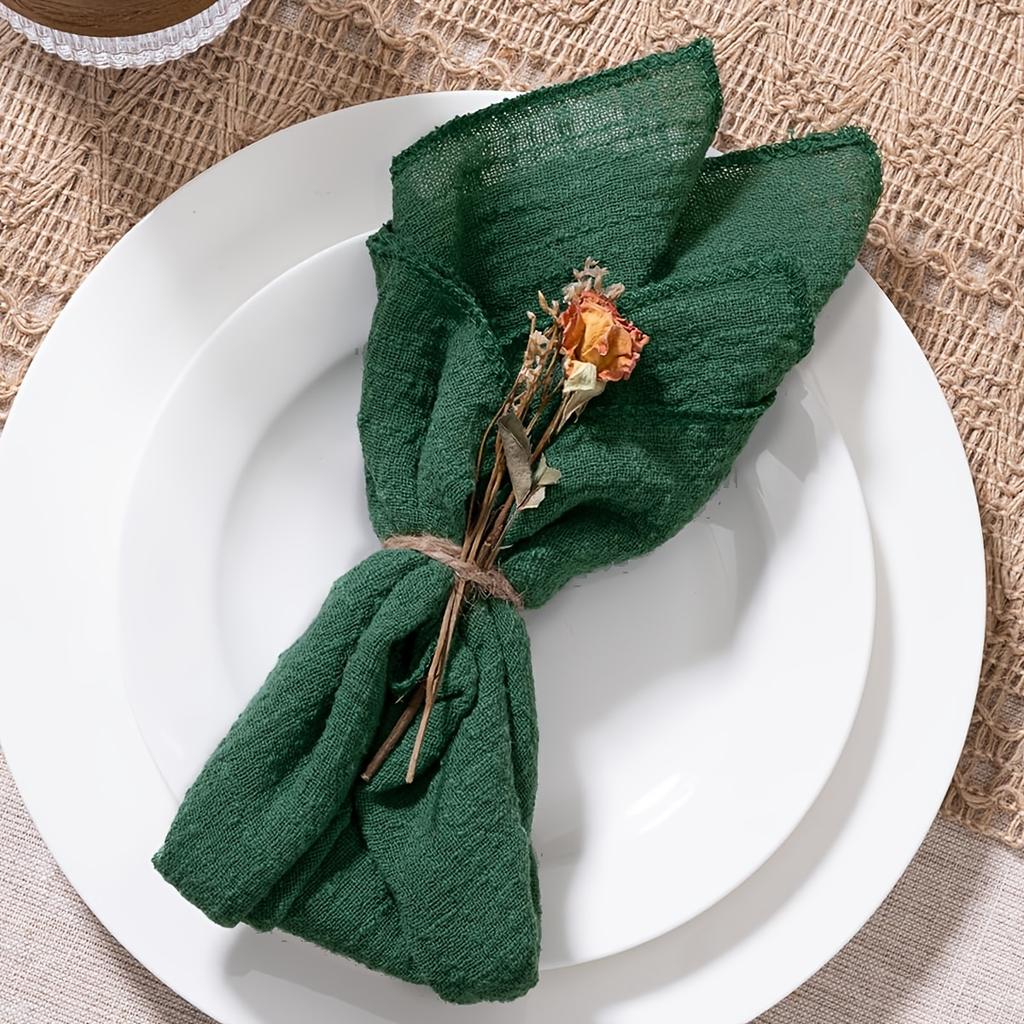 6 Stück einfarbige Servietten im Bohème-Stil, einfache und rustikale quadratische Stoffservietten, Tischdekoration