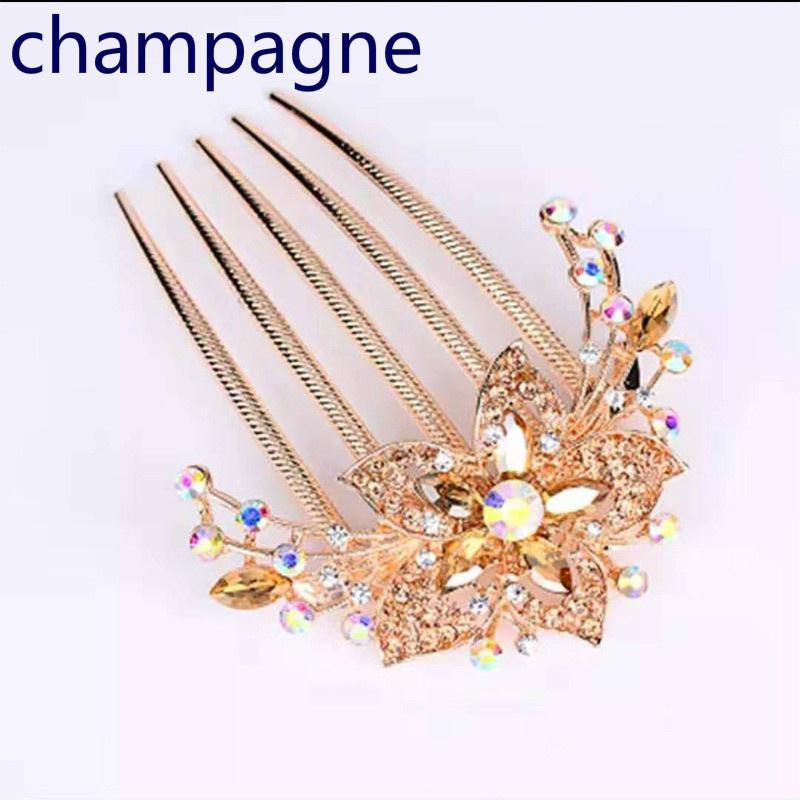 Hair Accessories for Girls - New Collection of Alloy Diamond Hair Comb and Rhinestone Hairpin, Featuring a Five-Tooth Comb and All-Match Plate Design