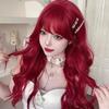 Jk Style Lolita Full Wig with Bangs Mera Red Water Wave Synthetic Fiber for Cosplay Costume