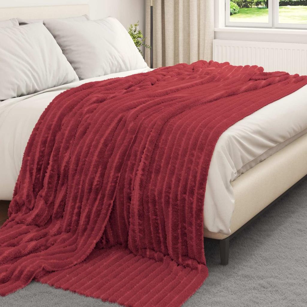 Throw Blanket Burgundy Red 270 x 240 cm Fleece