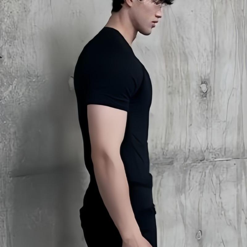 Mens Casual Solid Color Slim Fit Short Sleeve T Shirt