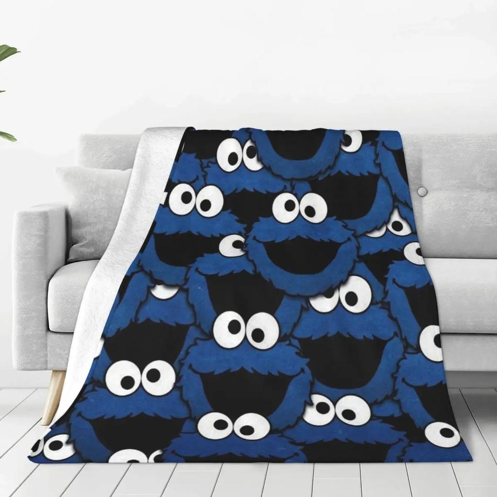 Custom Cookie Monster TV Theme Fleece Throw Fashion Blanket for Bed Couch or Outdoor Use  Soft and Warm Flannel
