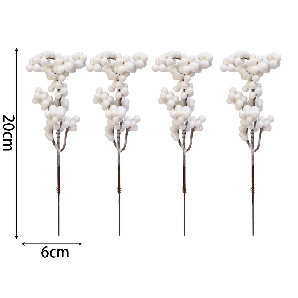 4 Styles White Berry Picks Multiple Heads Holly Berries Stems Branches for Christmas Wedding Winter Decoration Xmas Ornaments