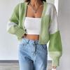 Women's European Style Color Block Cardigan: Retro Stripe Long Sleeve Knit Sweater