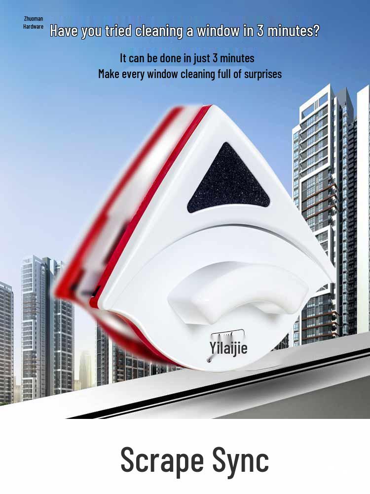 Double-Sided Magnetic High-Rise Window Cleaner Brush