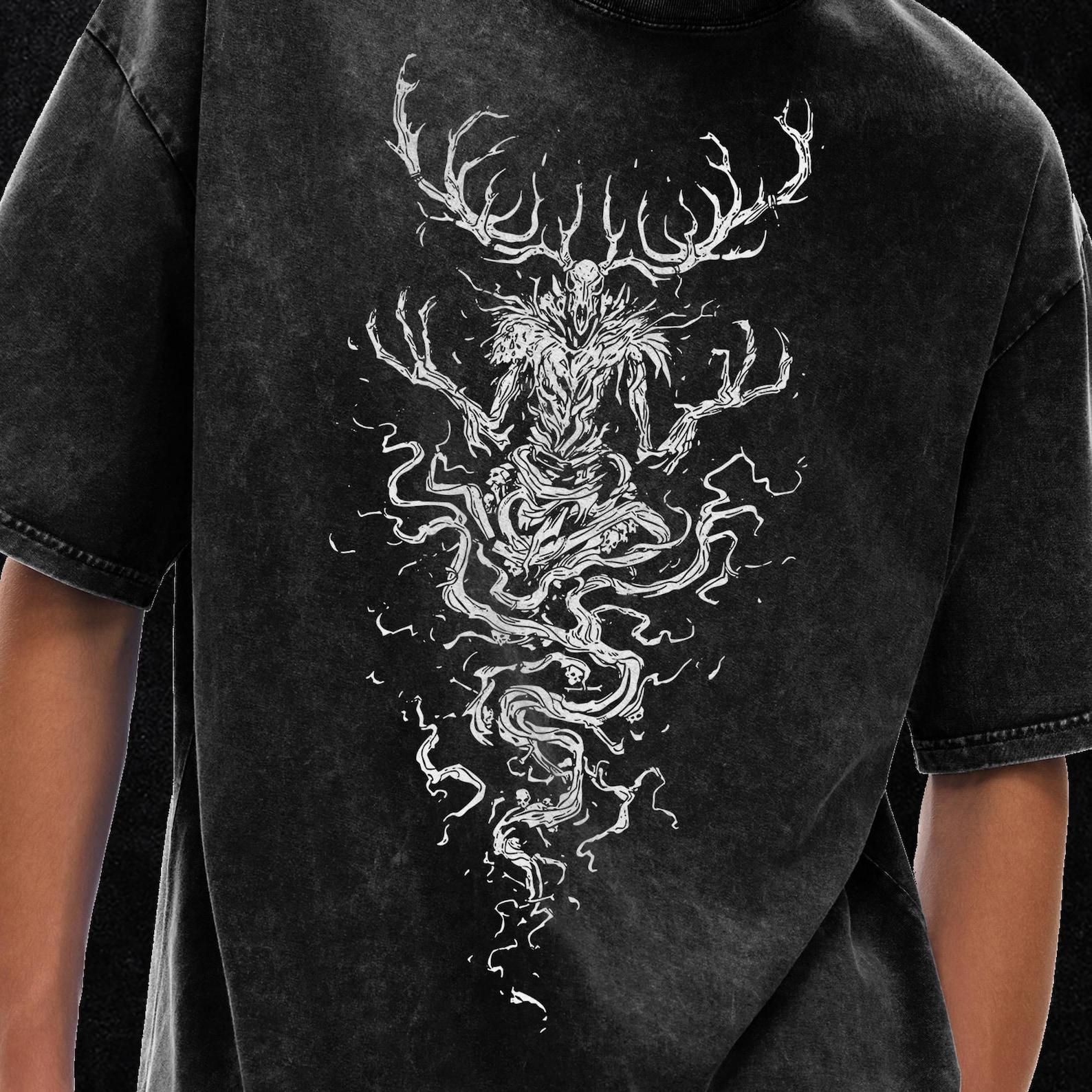 The Witcher Wild Hunt T-Shirt | The Witcher Velen Wilderness Shirt, Fantasy Gamer Gift, Acid Wash Oversize T-Shirt, Grunge & Goth Streetwear 4XL