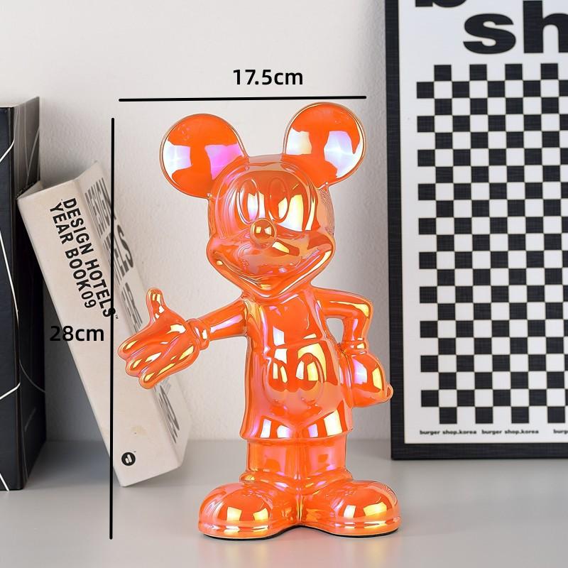 Disney Cartoon Anime Mickey Mouse Figure Statue Resin Plating Welcome Gesture Sculpture Mickey Ornaments Coffee Bar Home Decor
