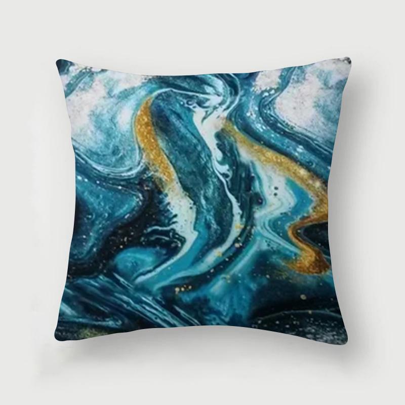 Nordic Blue Marble Polyester Pillowcase Sea Rock Texture Bedside Sofa Chair Throw Pillow Cushion Cover Home Decor Cushion Cover