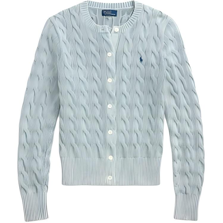 

Женский вязаный свитер Polo Ralph Lauren однотонный с логотипом, с длинными рукавами и круглым вырезом, светло-голубой WMPOSWENDW20385-400 XS