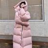 2025 Warm Winter Pink Hooded Long Parka Chaqueta Thick Windproof Overcoat Casual Snow Wear Cotton Padded Women New