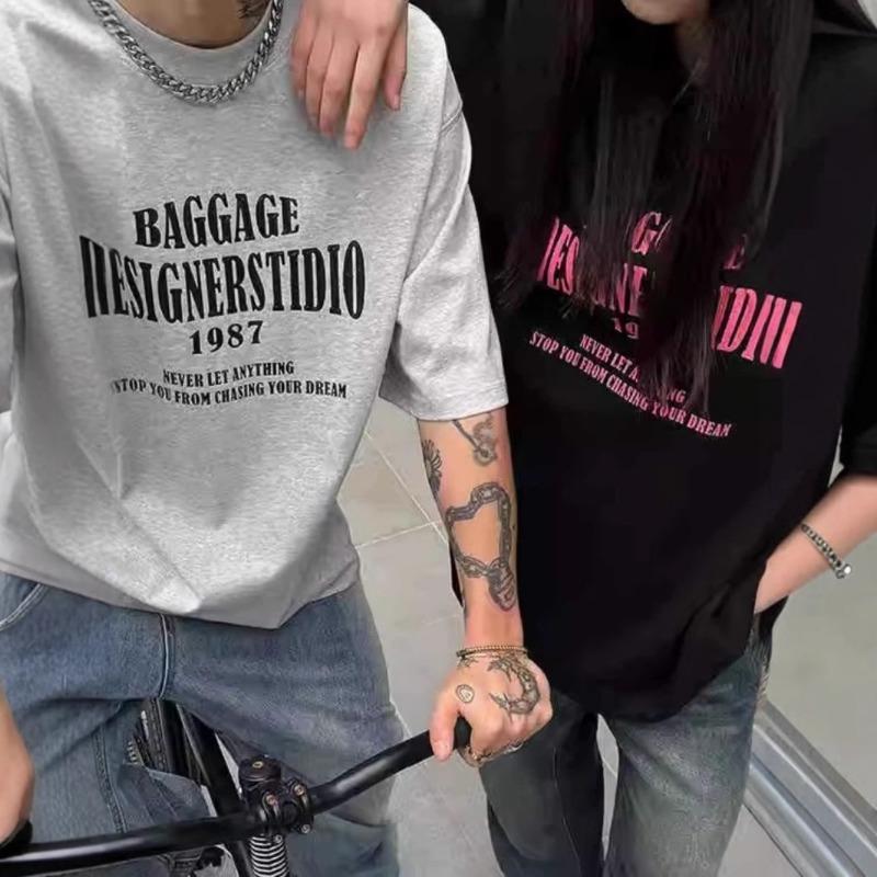 Summer Letter Printing Loose Casual Pullover Cotton T-shirt Women Short Sleeve Harajuku Style All-match Tee Top