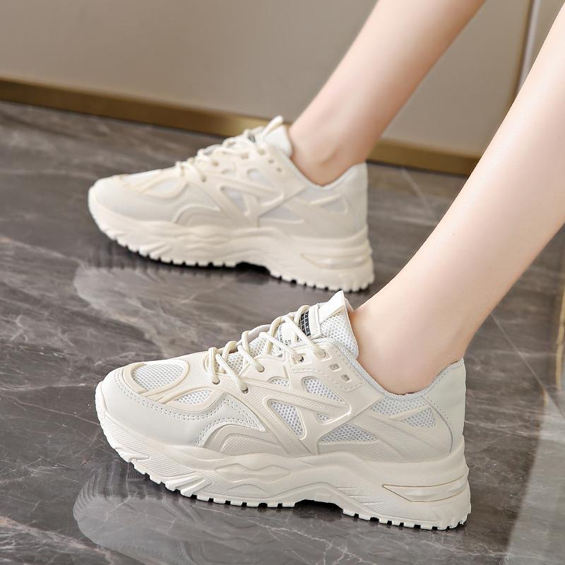 Spring and Summer New Solid Color Heightened Cross-strap Mesh Running Shoes Fashionable Breathable Vulcanized Shoes NO:1332