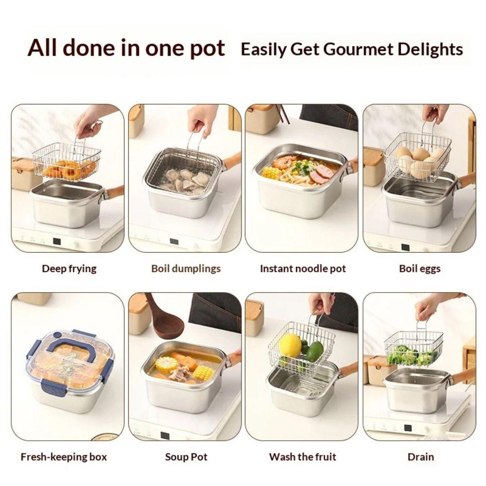 With Basket Multifunctional Deep Fryer Oil Filter Stainless Steel Frying Pan  French Fries Making