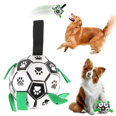 Evcil Hayvan Aksesuarları 15cm Yavru Köpek Açık Hava Eğitimi Futbol Köpek Isırık Çiğneme Topları Etkileşimli Evcil Hayvan Futbol Oyuncakları Tutma Kulplarıyla