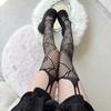 Spring and Summer Thin Sexy Fishnet Socks Over the Knee Integrated Suspender Socks Lace Jacquard Love Stockings Women