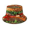 Unisex Burger Print Fisherman Hat Sun Hat with Realistic Beef Veggie Toppings Lightweight Non-Stretch Bucket for Men Women