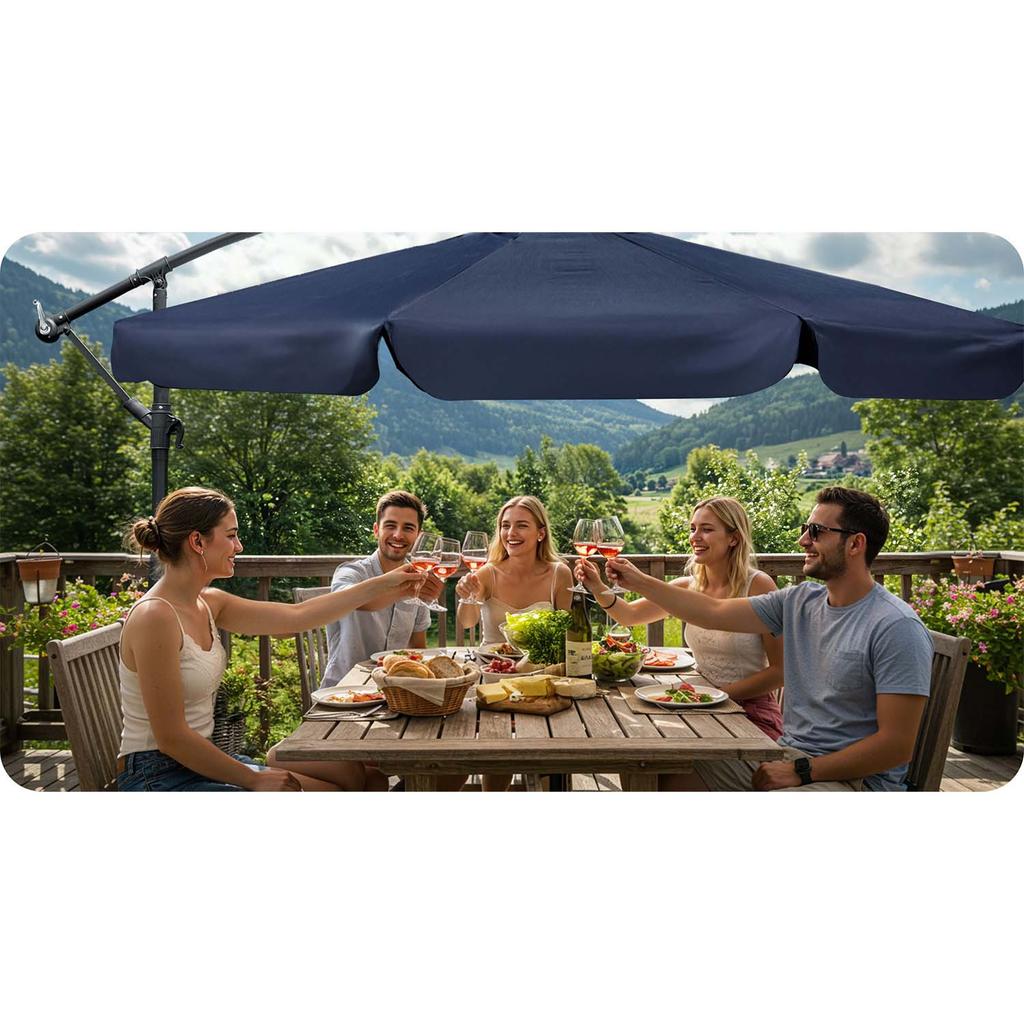 Folding Garden Parasol 6-Segment 350 Cm With Cover Plonos Pl-880