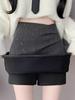 Girls' Sequin Tweed High-Waist A-line Skirt - Irregular Hip-Hugging Design for Autumn/Winter