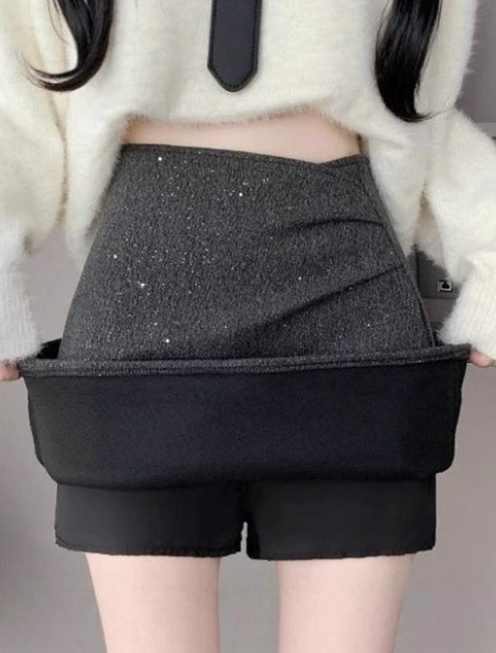 Girls' Sequin Tweed High-Waist A-line Skirt - Irregular Hip-Hugging Design for Autumn/Winter