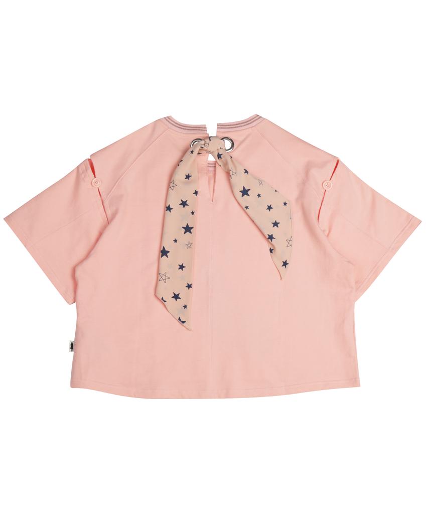 Pipilapin Scarf Decoration Oversized Short Sleeve T-Shirt / C Pink