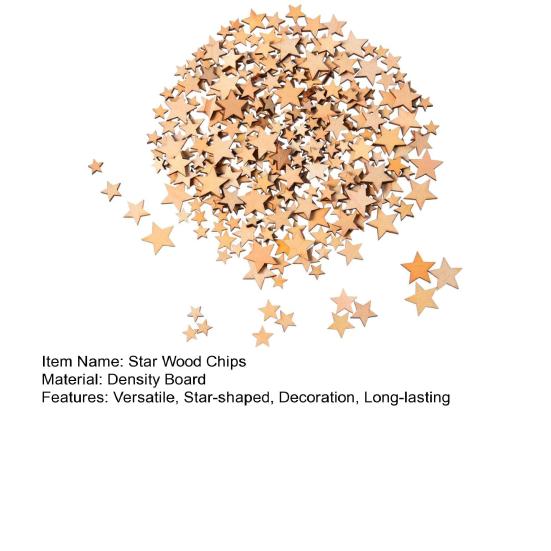 200 ks 10/12/15/20 MM Hvězdicové dřevěné třísky DIY Kreativní leštěné přírodní dřevěné projekty Řemesla Dekorace